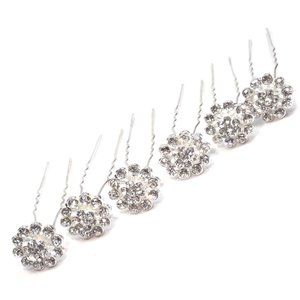 Sparkly Flower Crystal Hair Pins set of 6